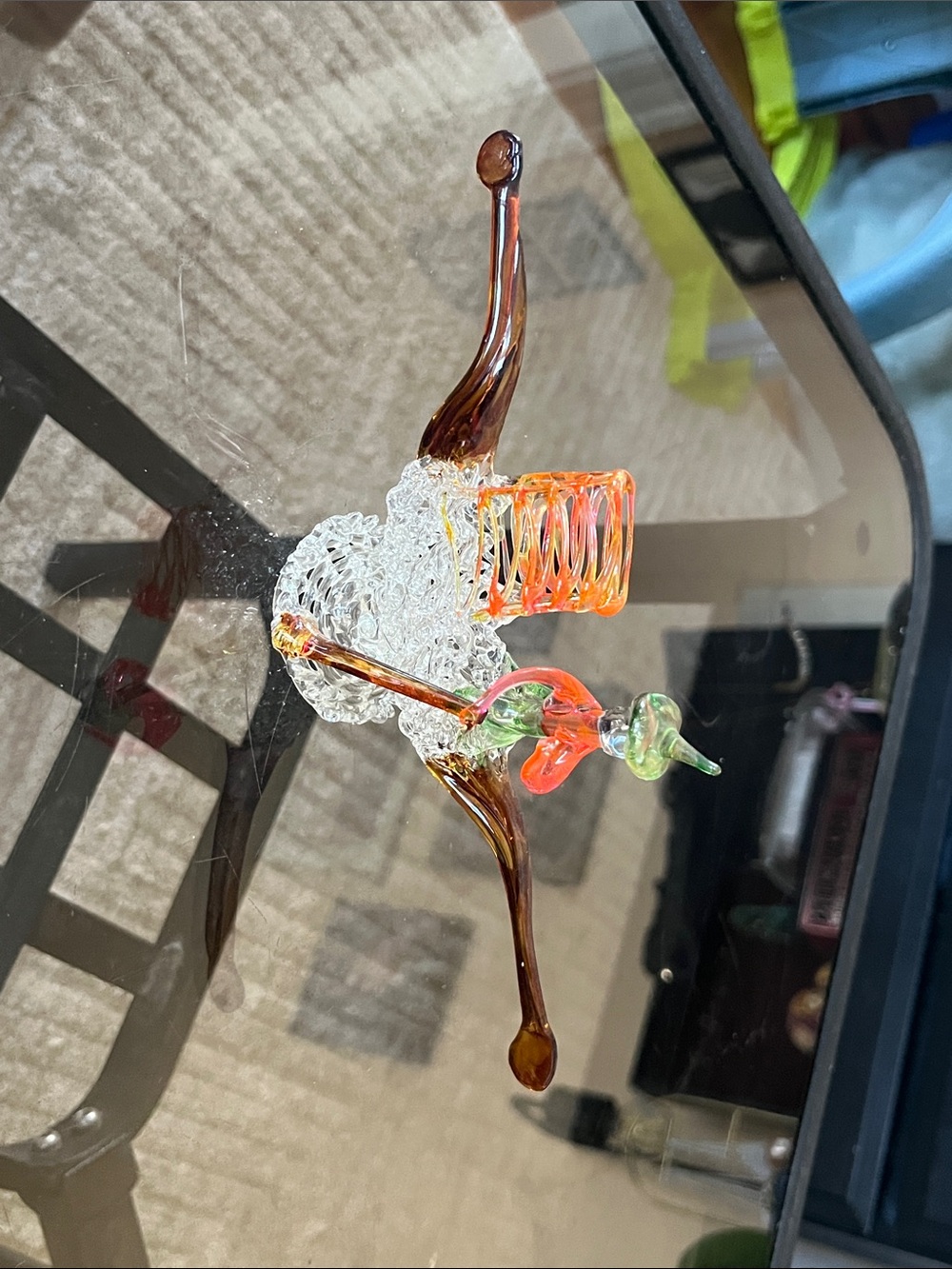 Handblown Spun Glass Gondola - Amber, Clear, Green